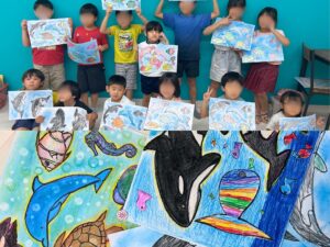 🐳🎨水彩色鉛筆で海の生き物を描こう🦑✨
