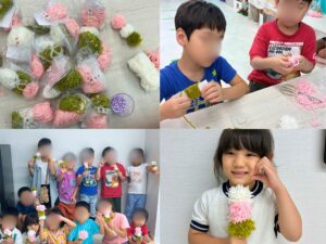 🍡ポンポンで三食団子を作ろう🍡
