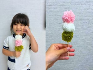 🍡ポンポンで三食団子を作ろう🍡
