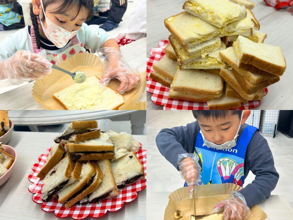 ハムチーズ・卵・チョコのサンドイッチづくり🥪