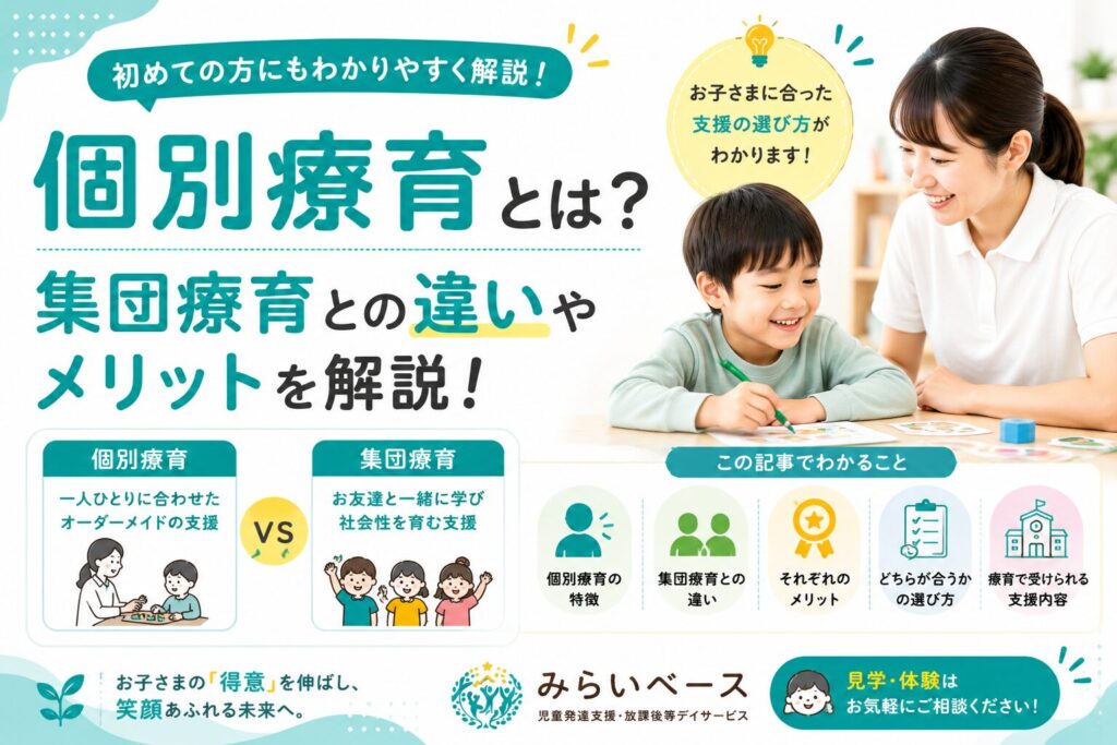 個別療育とは？集団療育との違いやメリットをわかりやすく解説